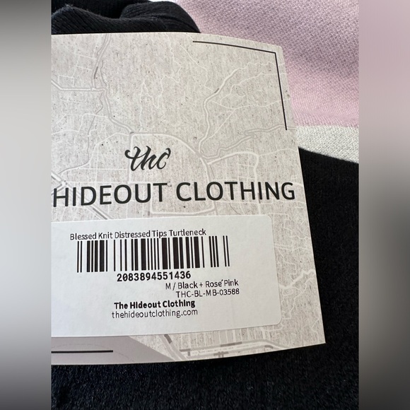 The Hideout clothing  Blessed Knit Distressed Tips Turtleneck UNISEX  size M - Picture 2 of 9